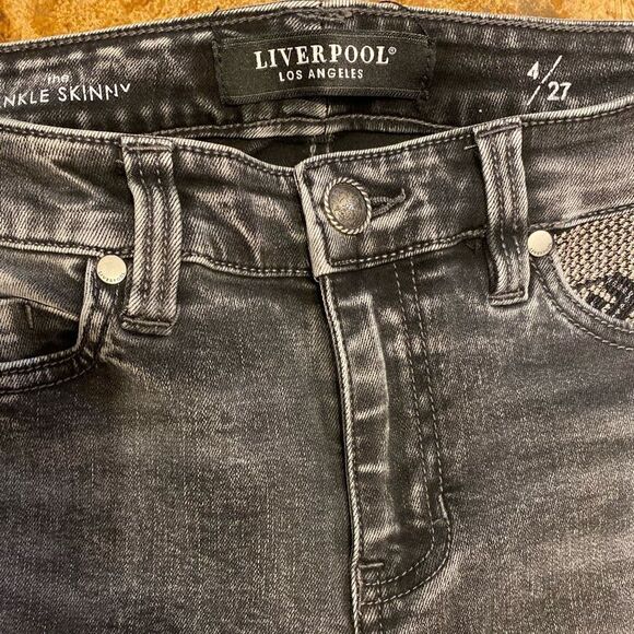Liverpool black acid washed Abby‎ Ankle High Rise Ankle Skinny Jeans - Picture 4 of 9
